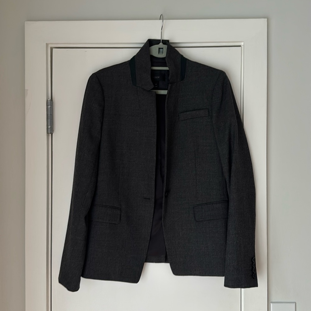 Grey J. Crew wool blazer, lined, size 12.